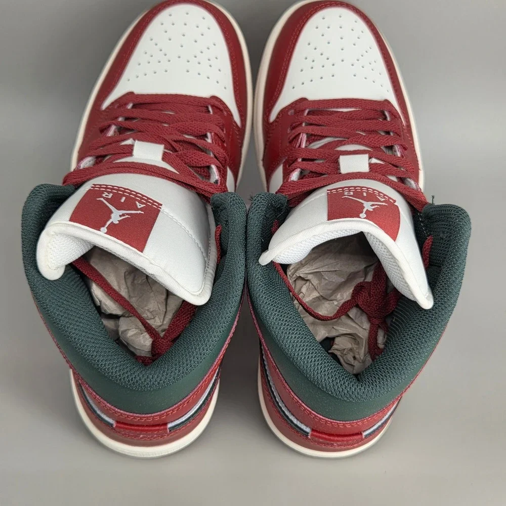 Jordan Air Jordan 1 Mid Mens 8.5 Sail‎ Midnight Green Red DQ8426 105 Basketball